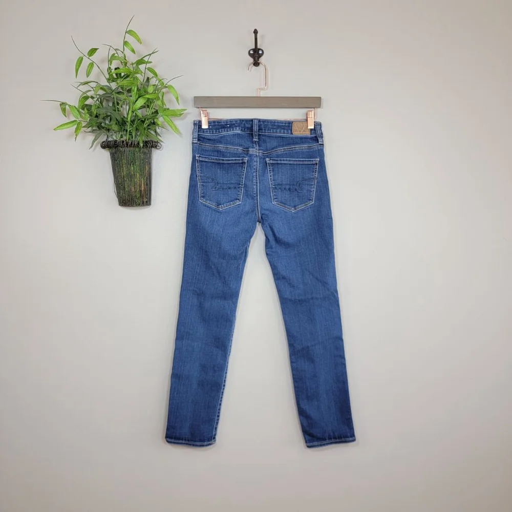 AE 6 American Eagle Skinny Jeans Dark Blue Wash Low Rise Next Level Stretch